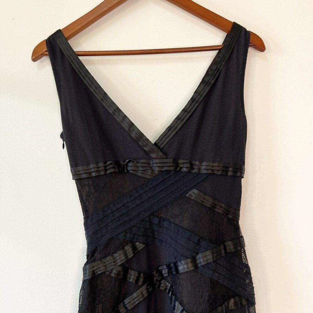 Y2K Karen Millen Blue and Black Satin and Lace Pieced Sleeveless Dress - Picture 5 of 9